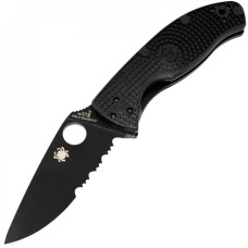 Нож складной Spyderco Tenacious полусеррейтор (длина: 197мм, лезвие: 86мм, черное), черный FRN