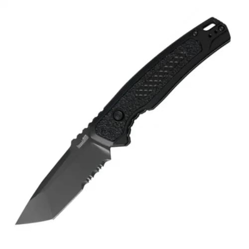 Ніж автоматичний Kershaw Launch 16, напівсерейтор (довжина: 212 мм, лезо: 88 мм, чорне), чорний