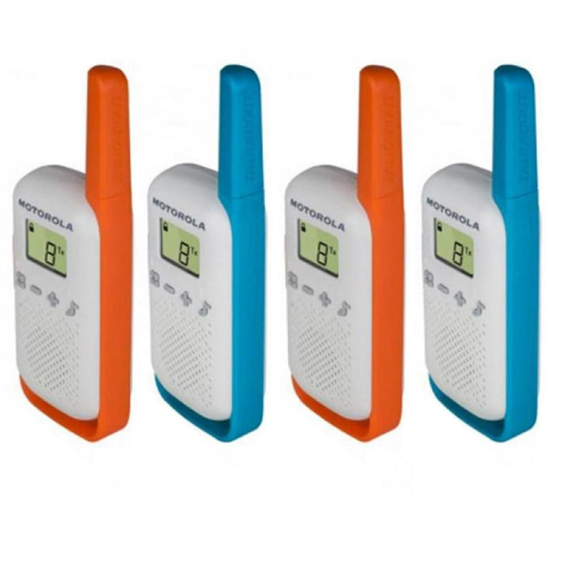 Рація Motorola Talkabout T42 Quad Pack (0,5W, PMR446, до 4 км, 16 каналів, 3xAAA), 4 шт, оранж+синій