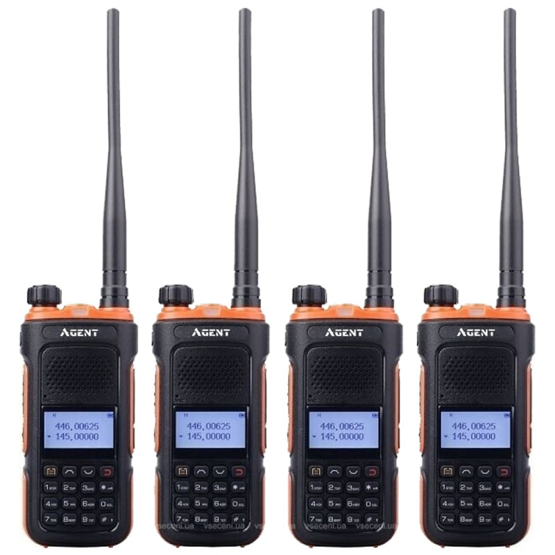 Рація Agent AR-UV10 Quad Pack (0.5W, UHF400-470MHz, VHF136-174MHz, до 10 км, 128 каналів, АКБ), 4 шт