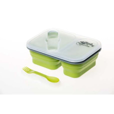 Контейнер силиконовый на 2 отсека Tramp (900ml) с ловилкой olive