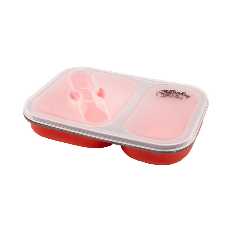 Контейнер силіконовий на 2 відсіки Tramp (900ml) з ловилкою terracotta
