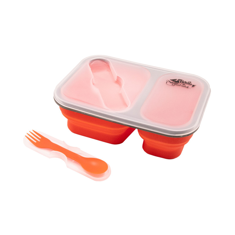 Контейнер силіконовий на 2 відсіки Tramp (900ml) з ловилкою terracotta