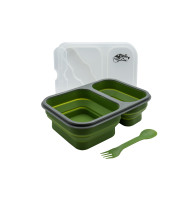 Контейнер силіконовий на 2 відсіки Tramp (900ml) з ловилкою olive