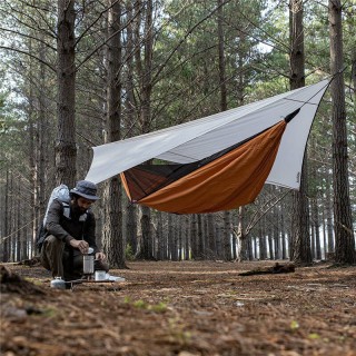 Гамак одномісний із москітною сіткою та тентом Naturehike Shelter camping NH20ZP092, 75D pongee, помаранчевий