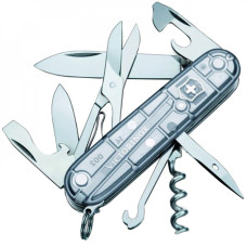 Ніж складаний, мультитул Victorinox Climber (91мм, 14 функцій), срібний прозорий. 1.3703.Т7