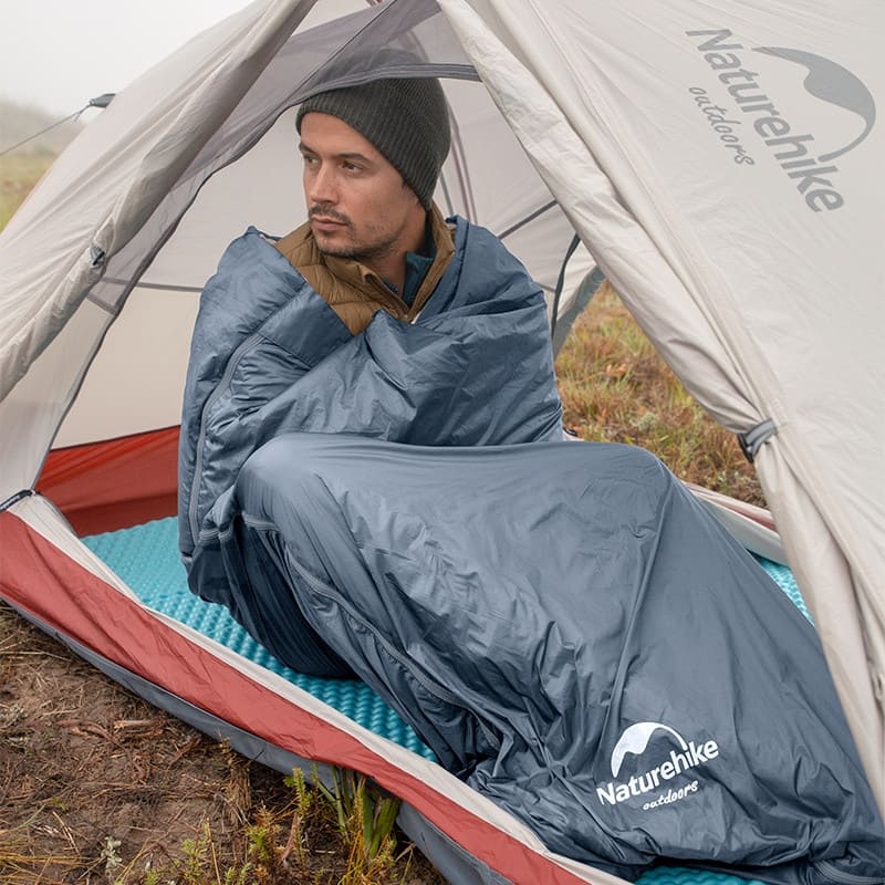 Спальник надлегкий Naturehike Ultralight LW180 NH21MSD09, (15°C), p-p L, сіро-синій