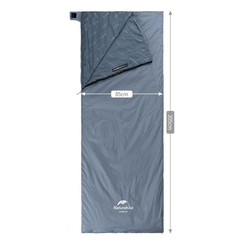 Спальник надлегкий Naturehike Ultralight LW180 NH21MSD09, (15°C), p-p L, сіро-синій
