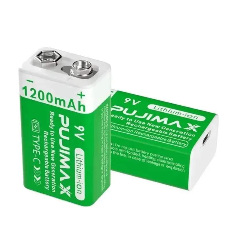 Аккумуляторные батареи Крона PUJIMAX 9V 1200mAh (4600 мВт·ч) Type-C, комплект 2 шт.