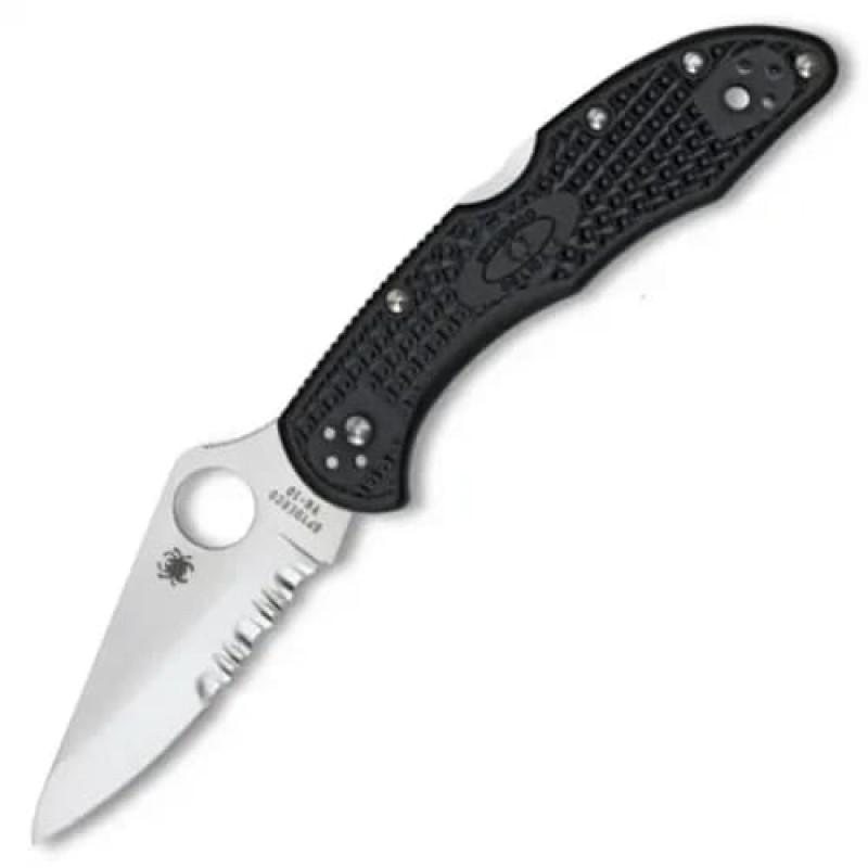 Ніж складаний Spyderco Delica 4 напівсерейтор (довжина: 181мм, лезо: 73мм), чорний