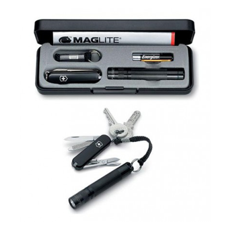 Набор Victorinox Maglite-Set (мультитул (58мм, 7 функций) + фонарь LED), в футляре, черый 4.4014