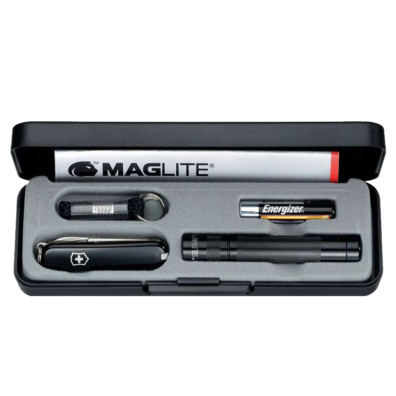 Набор Victorinox Maglite-Set (мультитул (58мм, 7 функций) + фонарь LED), в футляре, черый 4.4014
