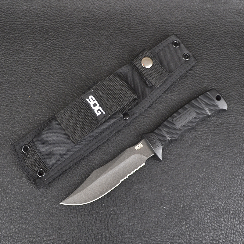 Ніж із серрейторним лезом SOG SEAL Pup Nylon (довжина: 216мм, лезо: 120мм), піхви нейлон