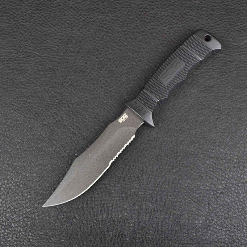 Ніж із серрейторним лезом SOG SEAL Pup Nylon (довжина: 216мм, лезо: 120мм), піхви нейлон