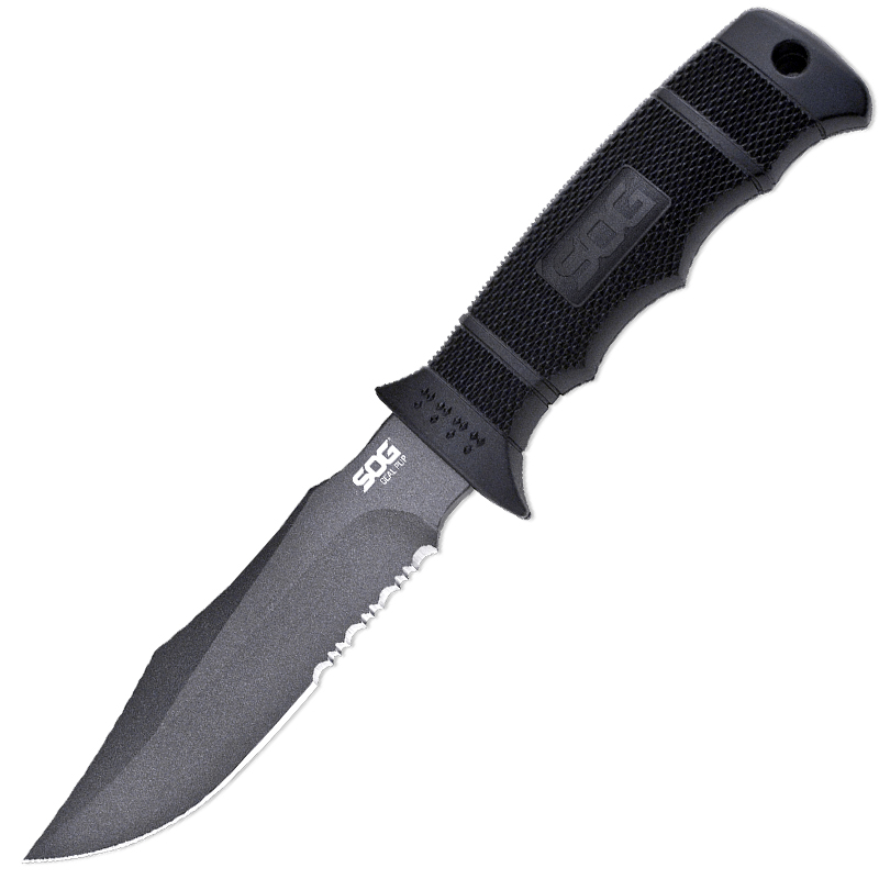 Ніж із серрейторним лезом SOG SEAL Pup Nylon (довжина: 216мм, лезо: 120мм), піхви нейлон