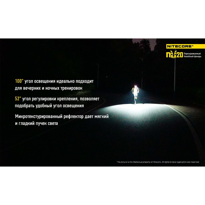 Фонарь налобный Nitecore NU20, черный