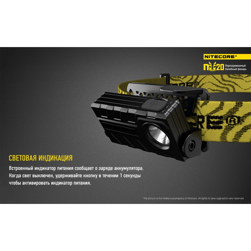 Фонарь налобный Nitecore NU20, черный