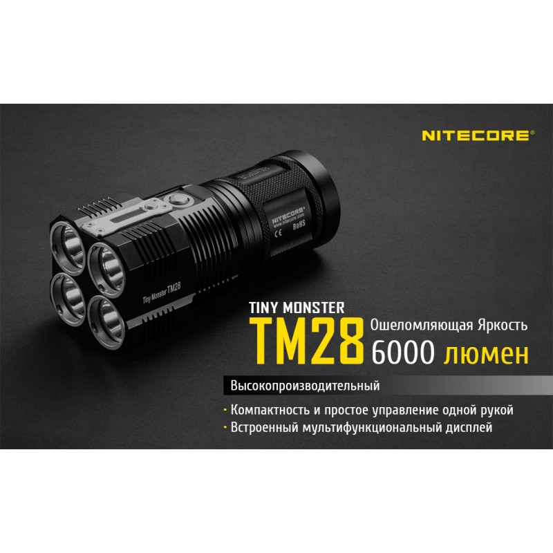 Ліхтар Nitecore TM28 (4xCree XHP35 HI, 6000 люмен, 8 режимів, 4x18650)