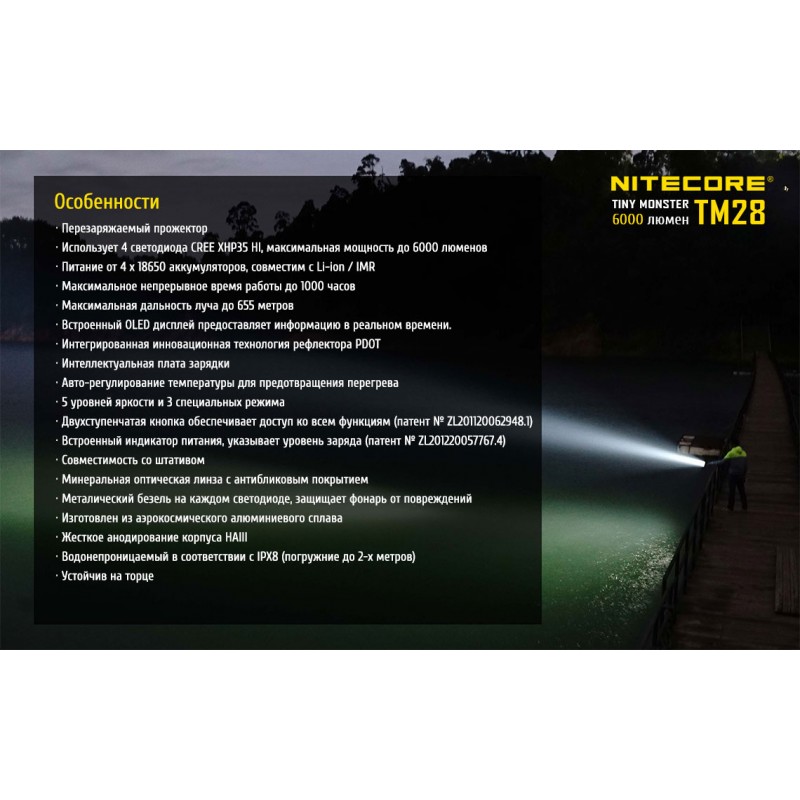 Ліхтар Nitecore TM28 (4xCree XHP35 HI, 6000 люмен, 8 режимів, 4x18650)