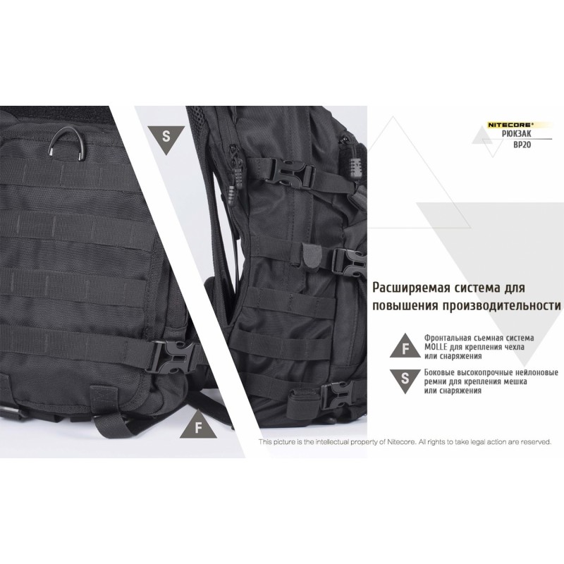 Рюкзак тактичний Nitecore BP20 (Cordura 1000D), чорний