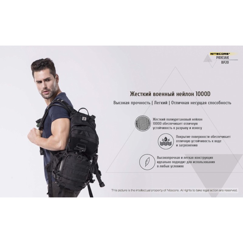 Рюкзак тактичний Nitecore BP20 (Cordura 1000D), чорний