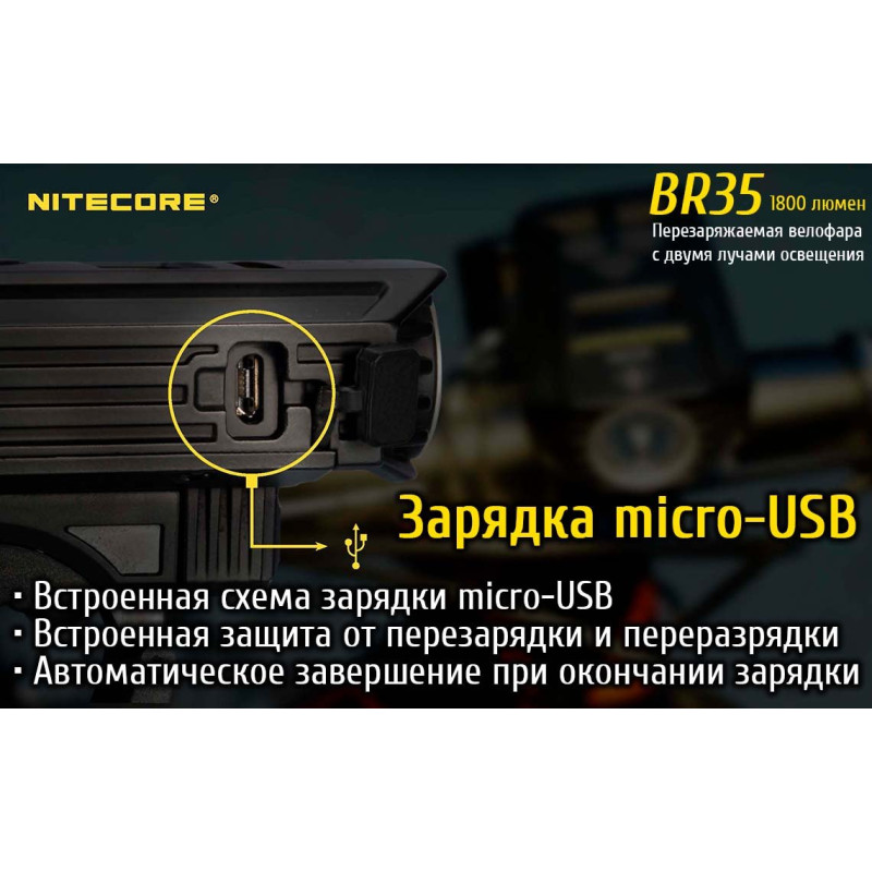 Велафора Nitecore BR35, що перезаряджається.