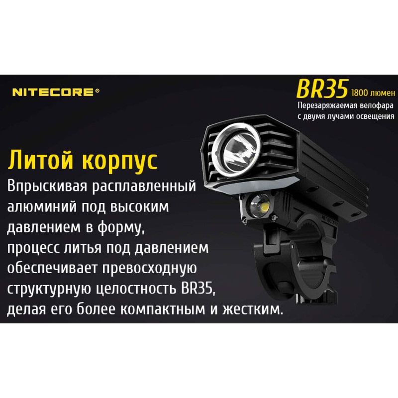 Велафора Nitecore BR35, що перезаряджається.