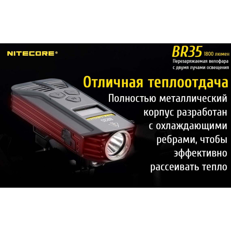 Велафора Nitecore BR35, що перезаряджається.