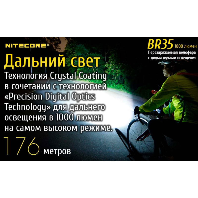 Велафора Nitecore BR35, що перезаряджається.