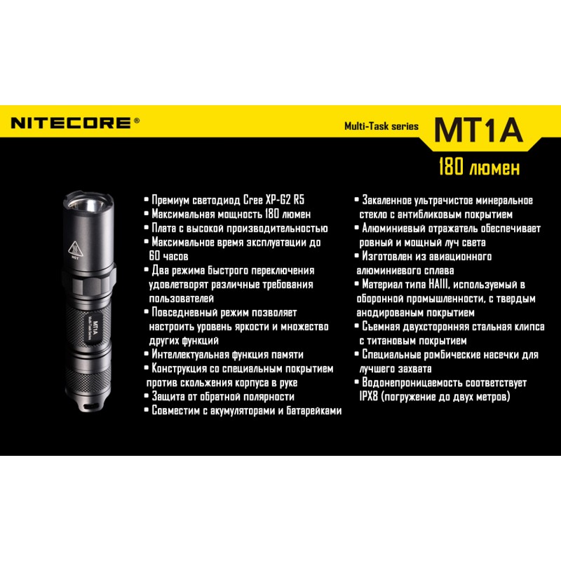 Карманный фонарь Nitecore MT1A повседневный