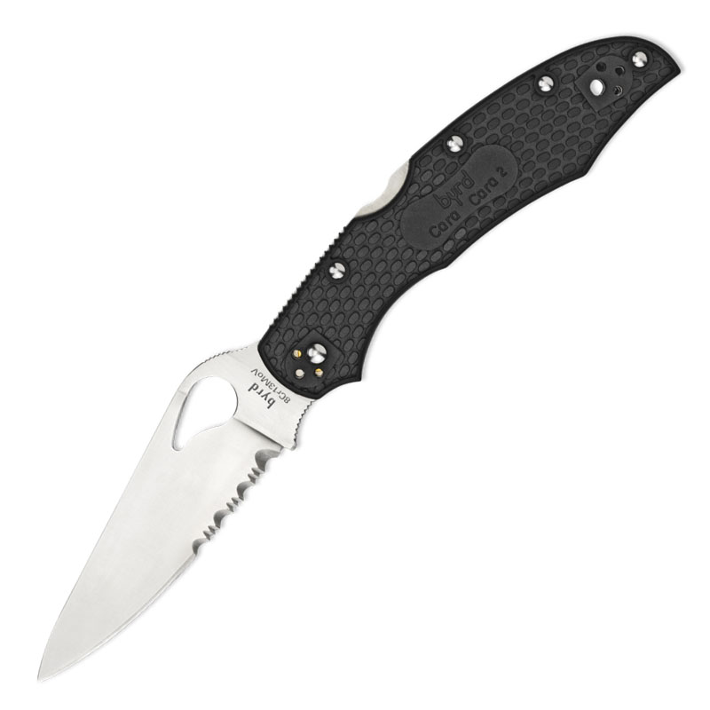 Ніж складаний Spyderco Byrd Cara Cara 2 напівсерейтор (довжина: 173мм, лезо: 73мм), FRN чорний