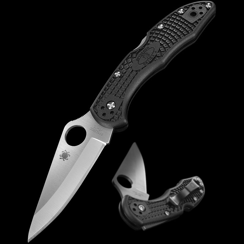Ніж складаний Spyderco Delica 4 Flat Ground (довжина: 181мм, лезо: 73мм), чорний