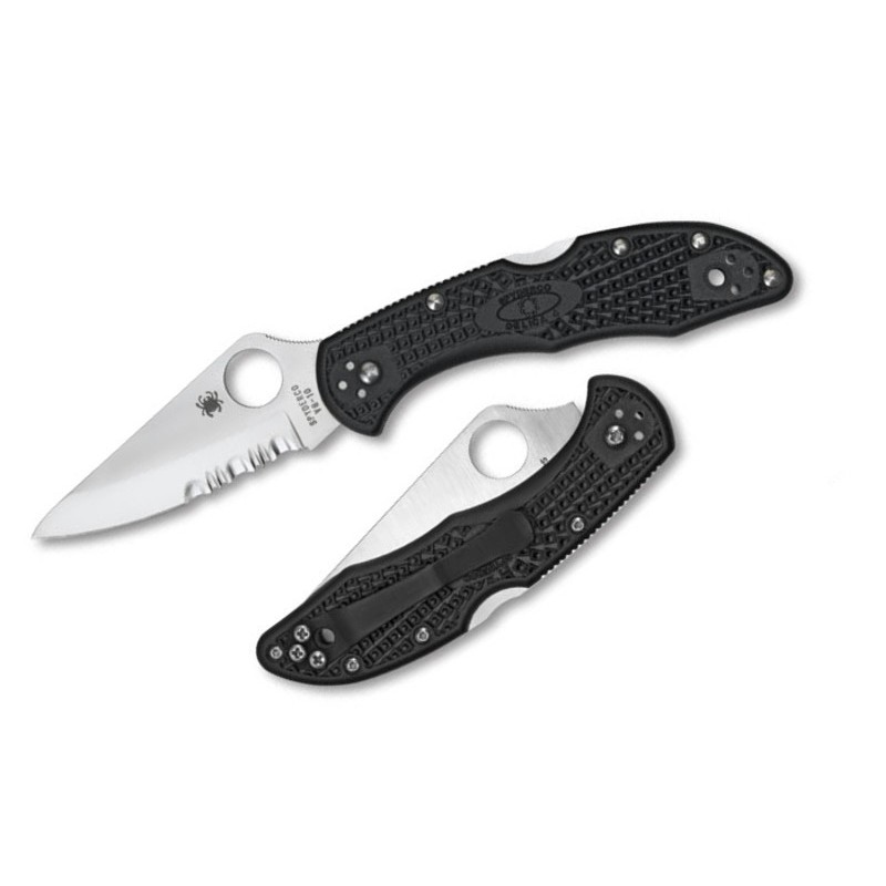 Ніж складаний Spyderco Delica 4 напівсерейтор (довжина: 181мм, лезо: 73мм), чорний