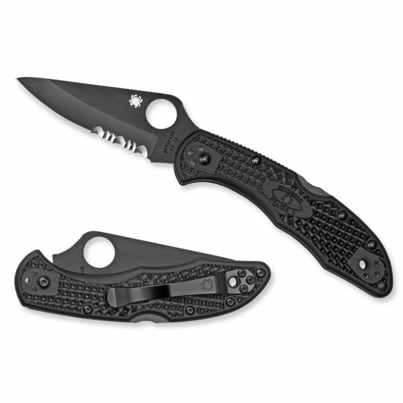 Ніж складаний Spyderco Delica 4 напівсерейтор (довжина: 181мм, лезо: 73мм, чорне), чорний