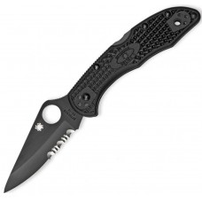 Ніж складаний Spyderco Delica 4 напівсерейтор (довжина: 181мм, лезо: 73мм, чорне), чорний