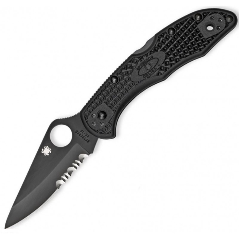 Ніж складаний Spyderco Delica 4 напівсерейтор (довжина: 181мм, лезо: 73мм, чорне), чорний