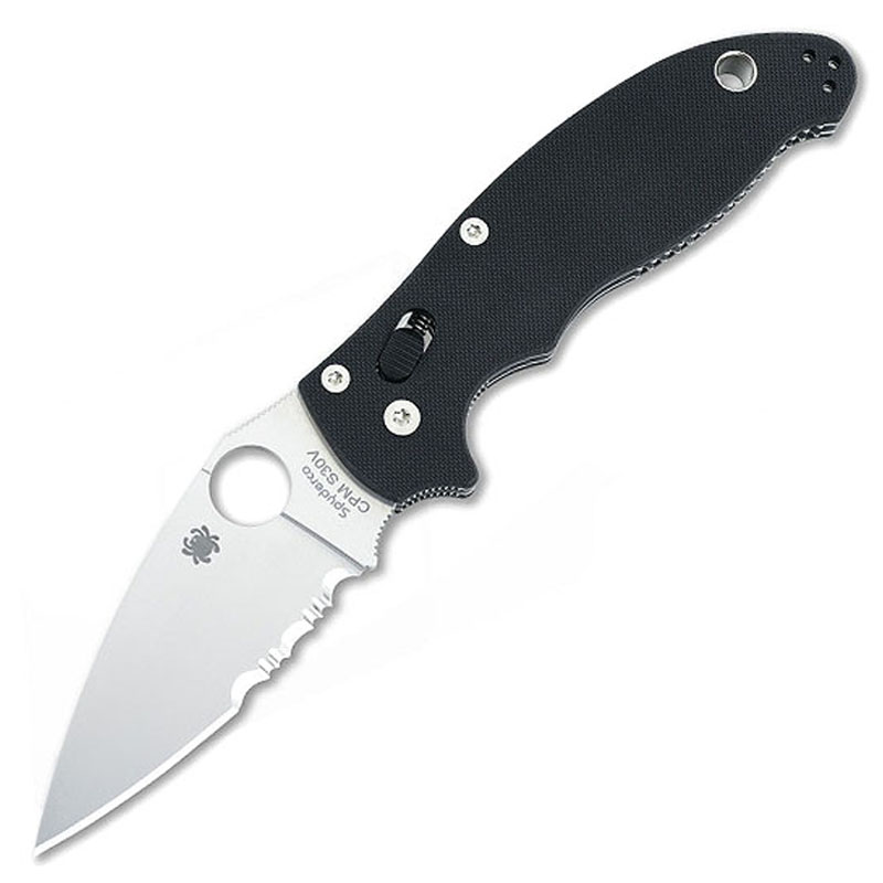 Ніж складаний Spyderco Manix 2 напівсерейтор (довжина: 204мм, лезо: 86мм), чорний