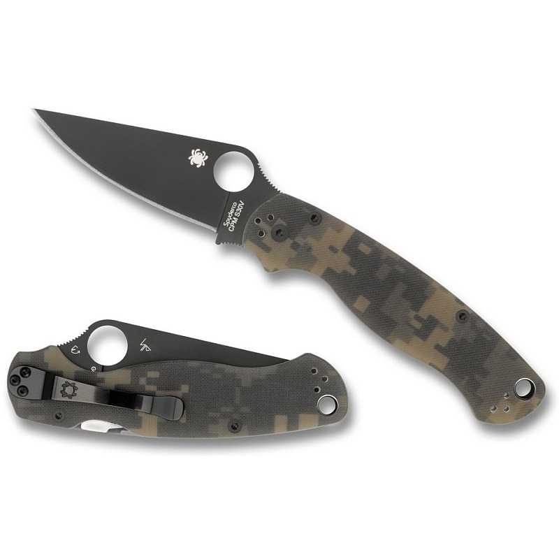 Ніж складаний Spyderco Para-Military 2 (довжина: 210мм, лезо: 87мм, чорне), камуфляжний