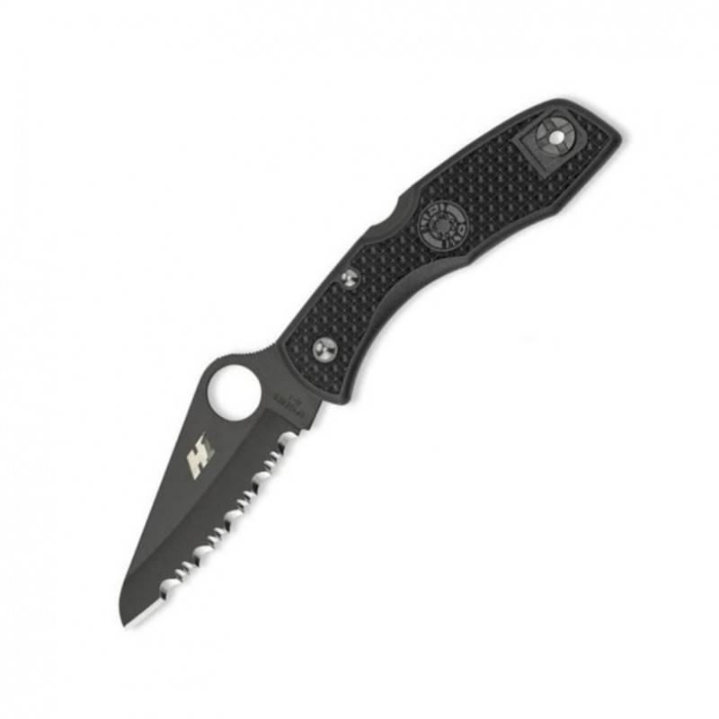 Ніж складаний Spyderco Salt 1 серрейтор (довжина: 178мм, лезо: 77мм), чорний