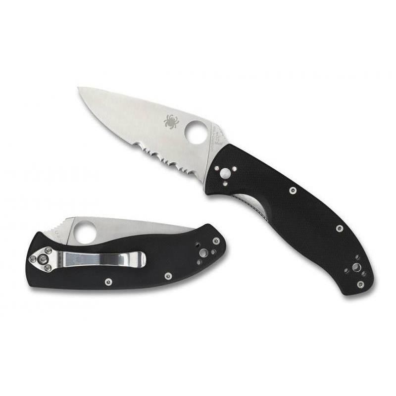 Ніж складаний Spyderco Tenacious напівсерейтор (довжина: 197мм, лезо: 86мм), чорний