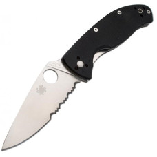 Нож складной Spyderco Tenacious полусеррейтор (длина: 197мм, лезвие: 86мм), черный