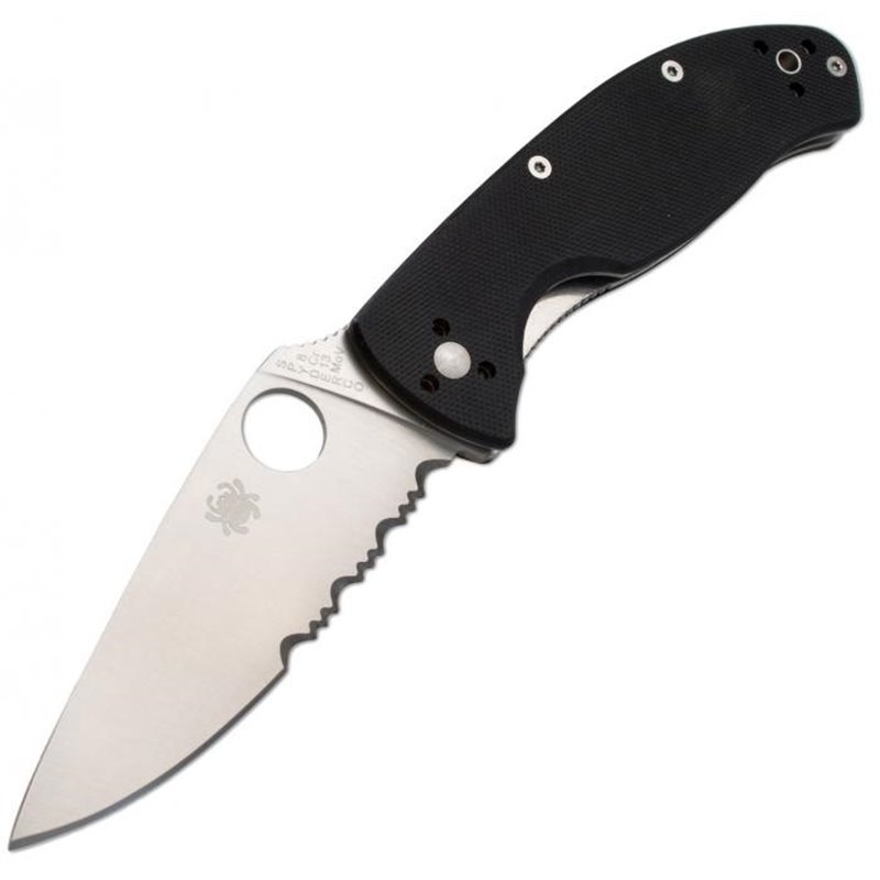 Ніж складаний Spyderco Tenacious напівсерейтор (довжина: 197мм, лезо: 86мм), чорний
