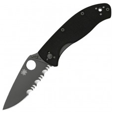 Нож складной Spyderco Tenacious полусеррейтор (длина: 197мм, лезвие: 86мм), черный
