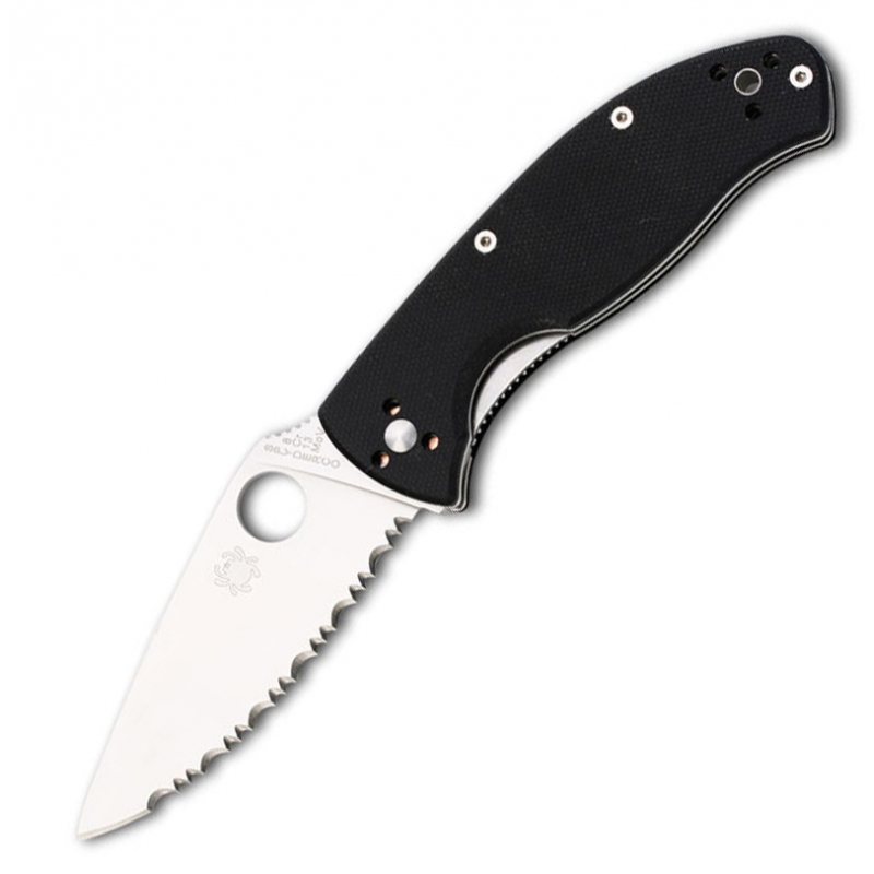 Ніж складаний Spyderco Tenacious серрейтор (довжина: 197мм, лезо: 86мм), чорний
