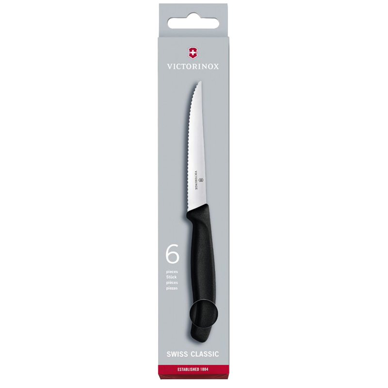 Набір кухонних ножів Victorinox Swiss Classic Steak Gift Set (лезо: 110мм, 6шт.), чорний 6.7232.6
