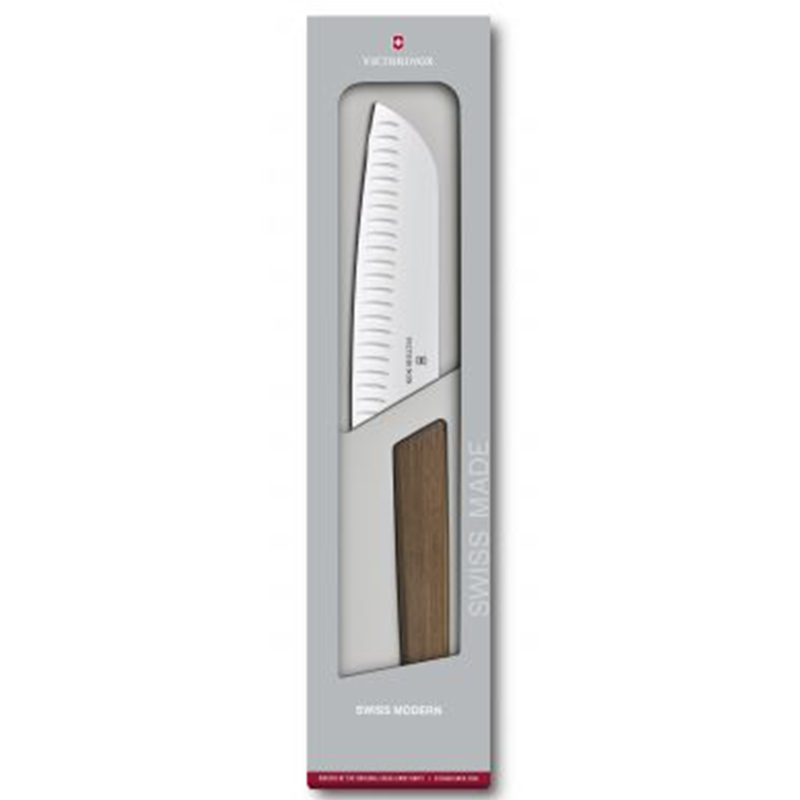 Нож кухонный, бытовой Victorinox Swiss Modern Santoku (GB) (лезвие: 120мм), орех 6.9050.17KG