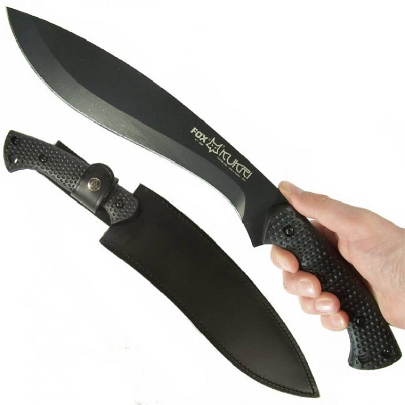 Кукри Fox Kukri (довжина: 410мм, лезо: 260мм, чорне), чорний, піхви шкіра