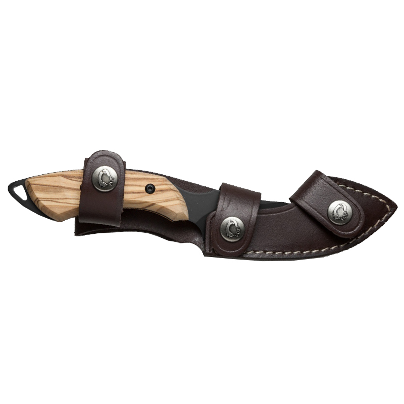 Ніж фіксований Fox European Hunter Gut Hook (довжина: 200мм, лезо: 90мм, чорне), дерево
