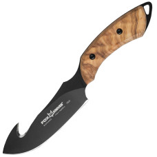 Нож фиксированный Fox European Hunter Gut Hook (длина: 200мм, лезвие: 90мм, черное), дерево
