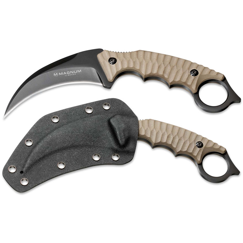 Нож фиксированный Boker Magnum Spike Karambit (длина: 210мм, лезвие: 102мм), бежевый